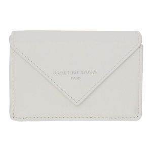 Balenciaga White Papier Mini Leather Wallet